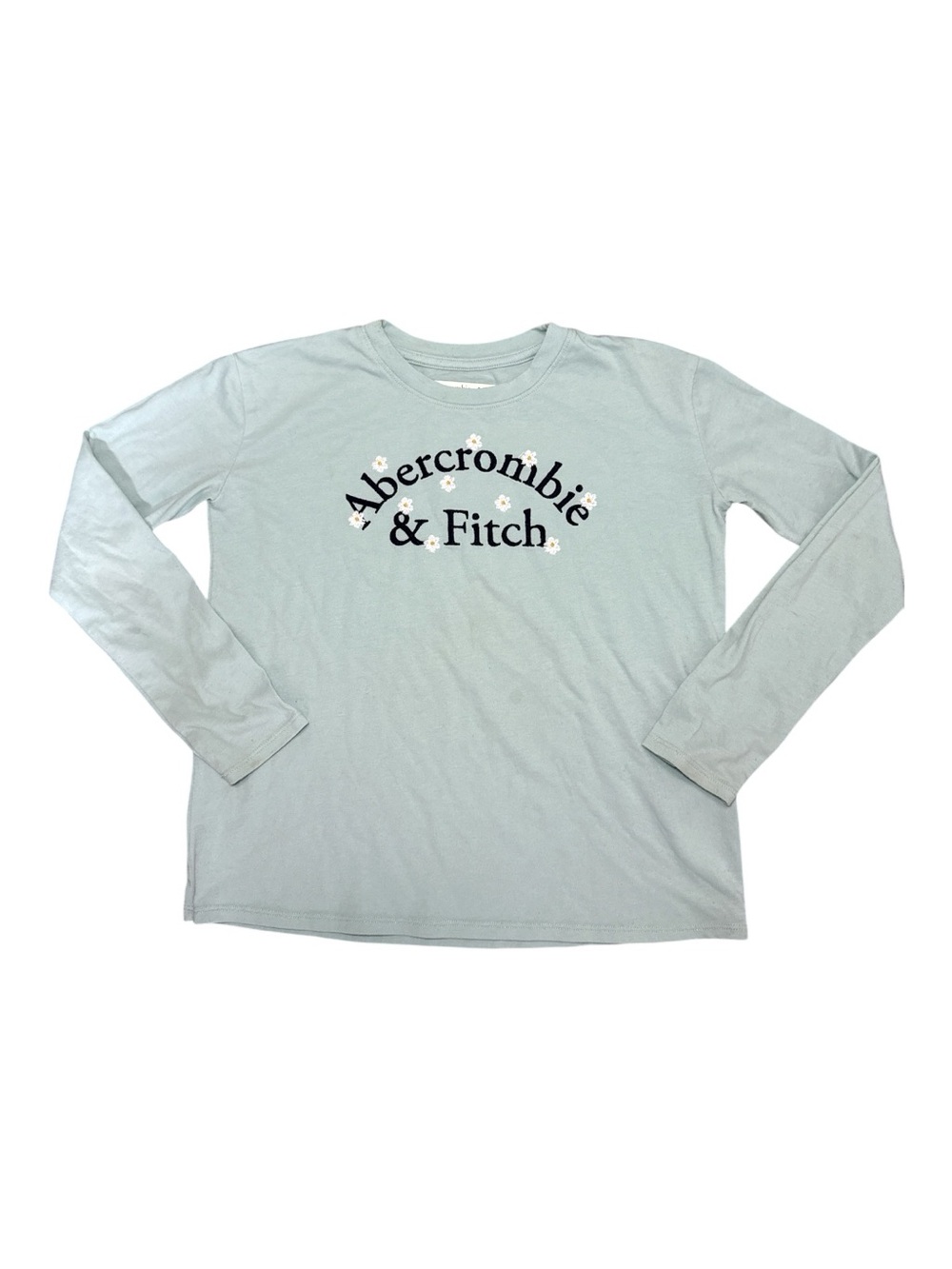 ABERCROMBIE & FITCH Kids Embroidered Floral Long Sleeve Tee Size9/10 Light Blue